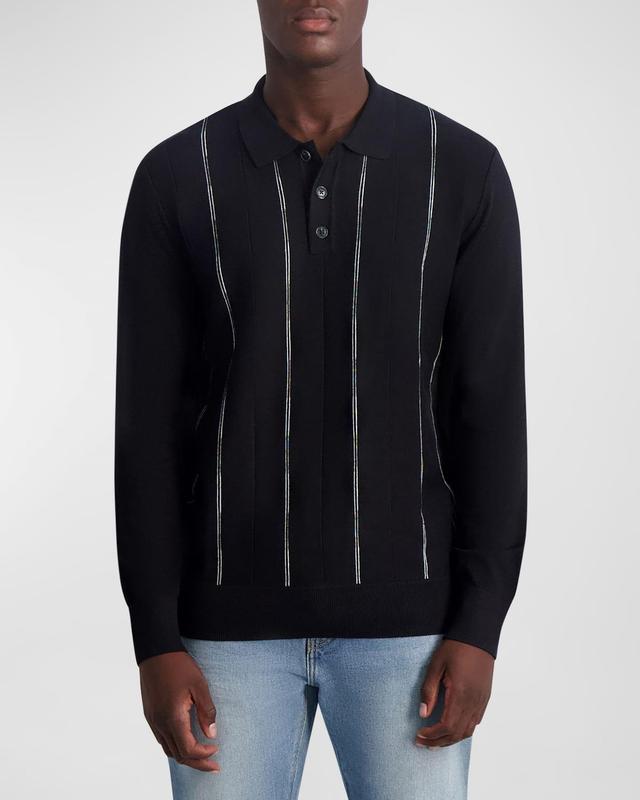 Karl Lagerfeld Paris Stripe Long Sleeve Polo Product Image