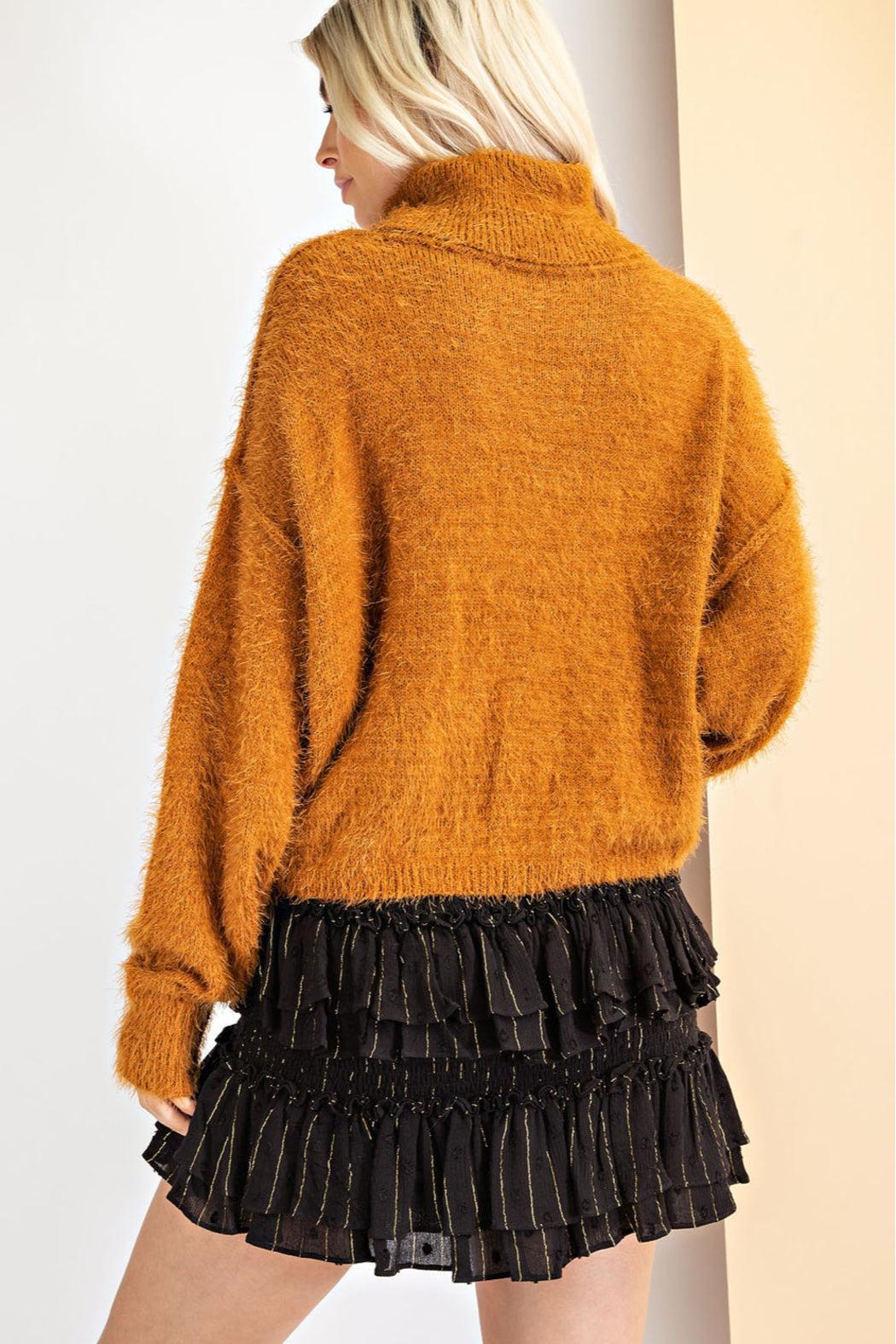 Fuzzy Knit Turtleneck Sweater Product Image