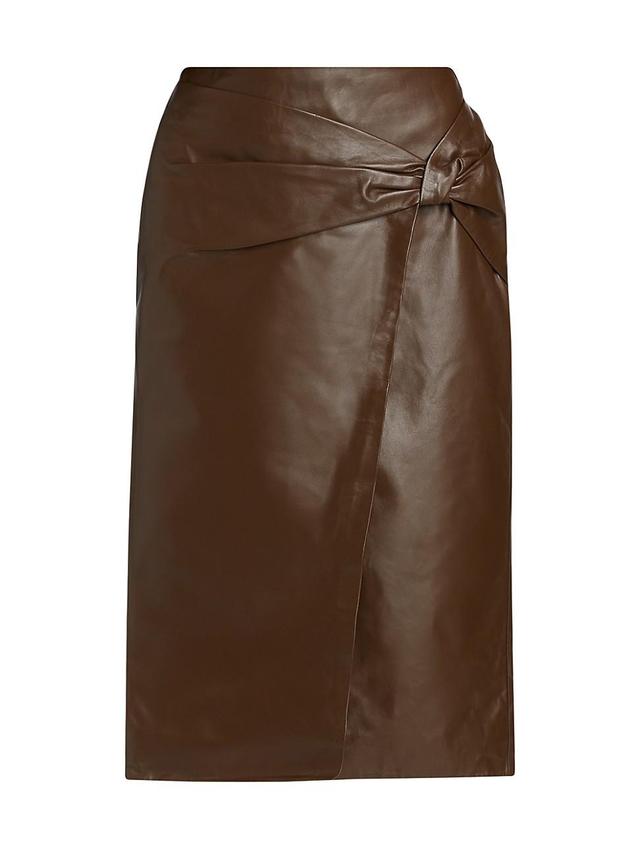 Womens Draped Leather Pencil Skirt Product Image