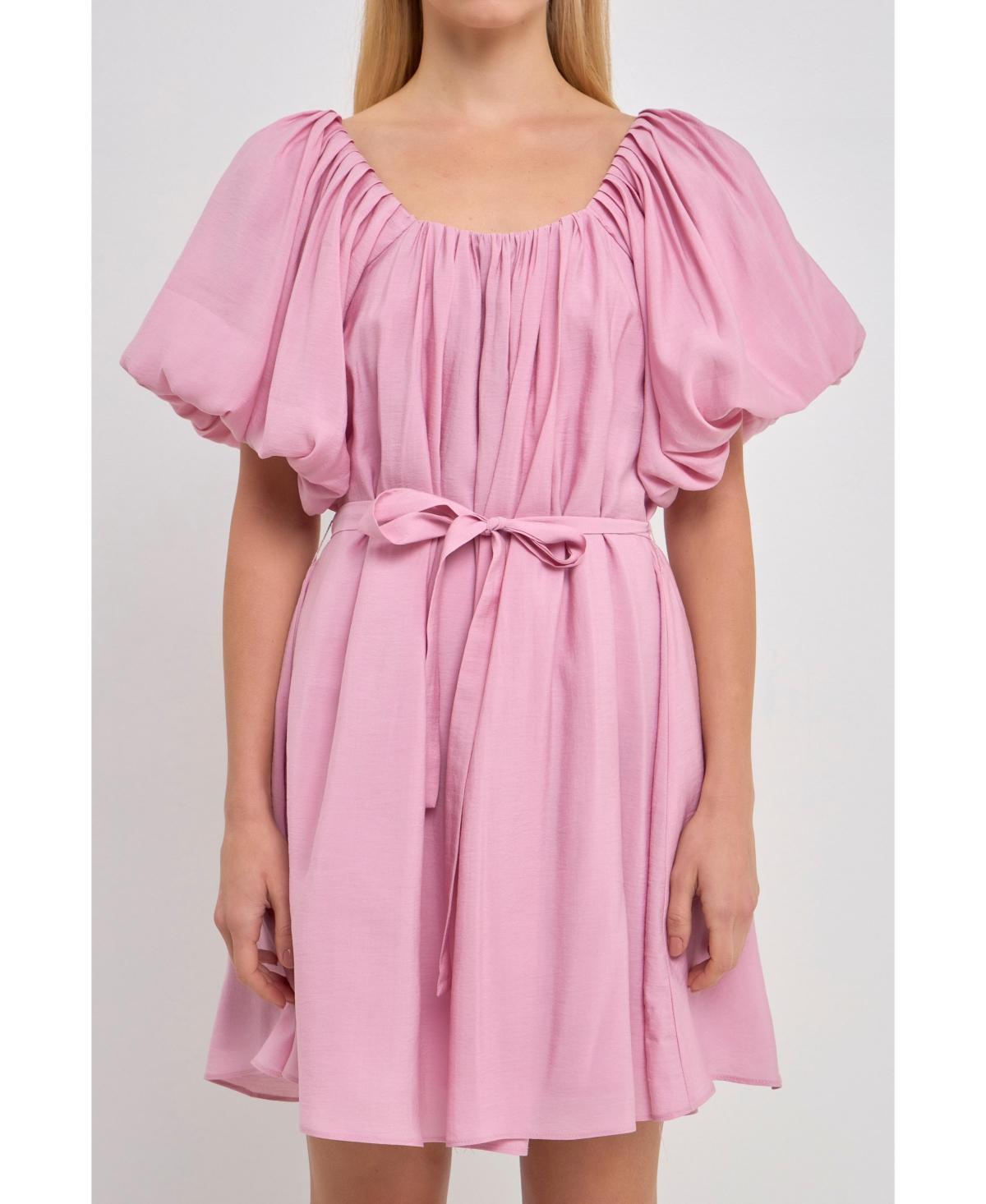 endless rose Womens Pleated Detail Puff Sleeve Mini Dress Product Image