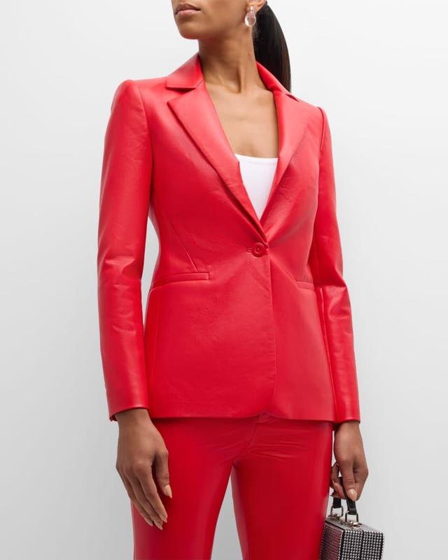 Macey Fitted Vegan Leather Blazer Product Image