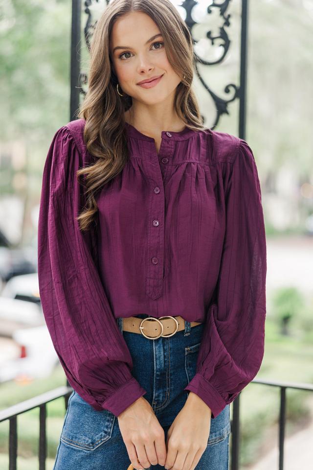 Show It Off Burgundy Red Button Down Blouse Female Product Image