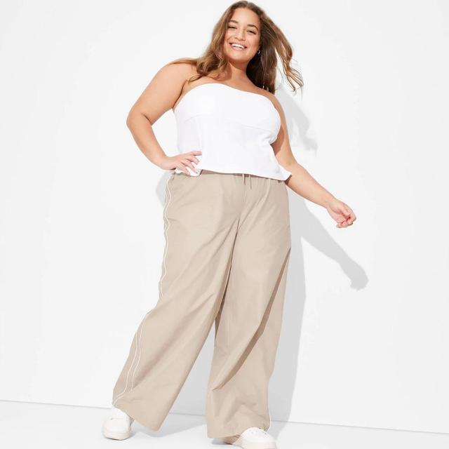 Womens Mid-Rise Wide Leg Track Pants - Wild Fable Tan 2X Product Image