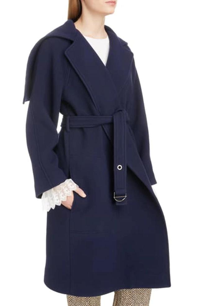 Iconic Exaggerated Collar Wool Blend Coat In Blue Product Image