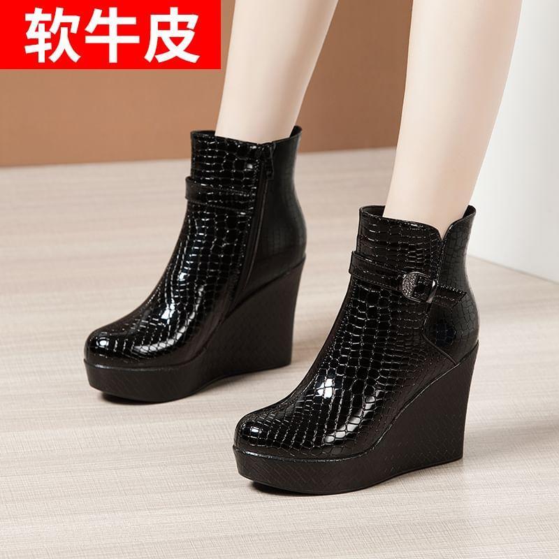 Platform Buckled Wedge Short Boots product image