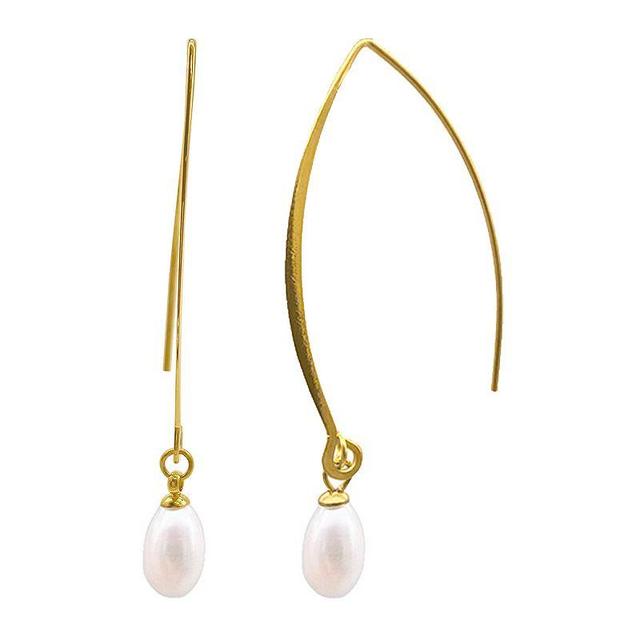 Adornia 14k Gold Plated Simulated Pearl Wire Threader Drop Earrings, Womens, White Product Image