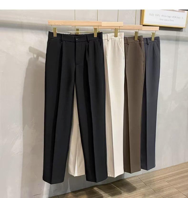 High Waist Plain Tapered Dress Pants Product Image