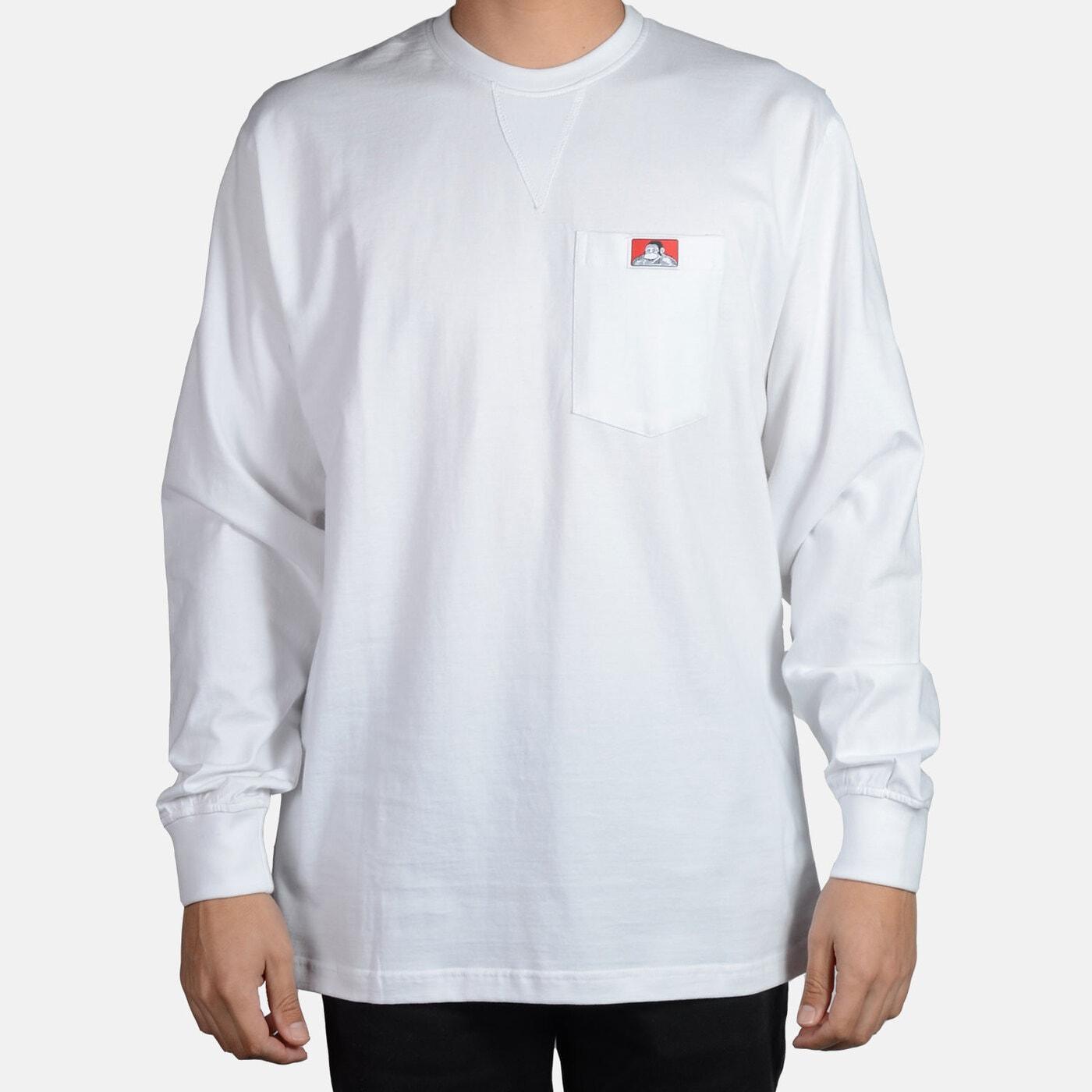 Heavy Duty Long Sleeve Pocket T-Shirt - White Product Image