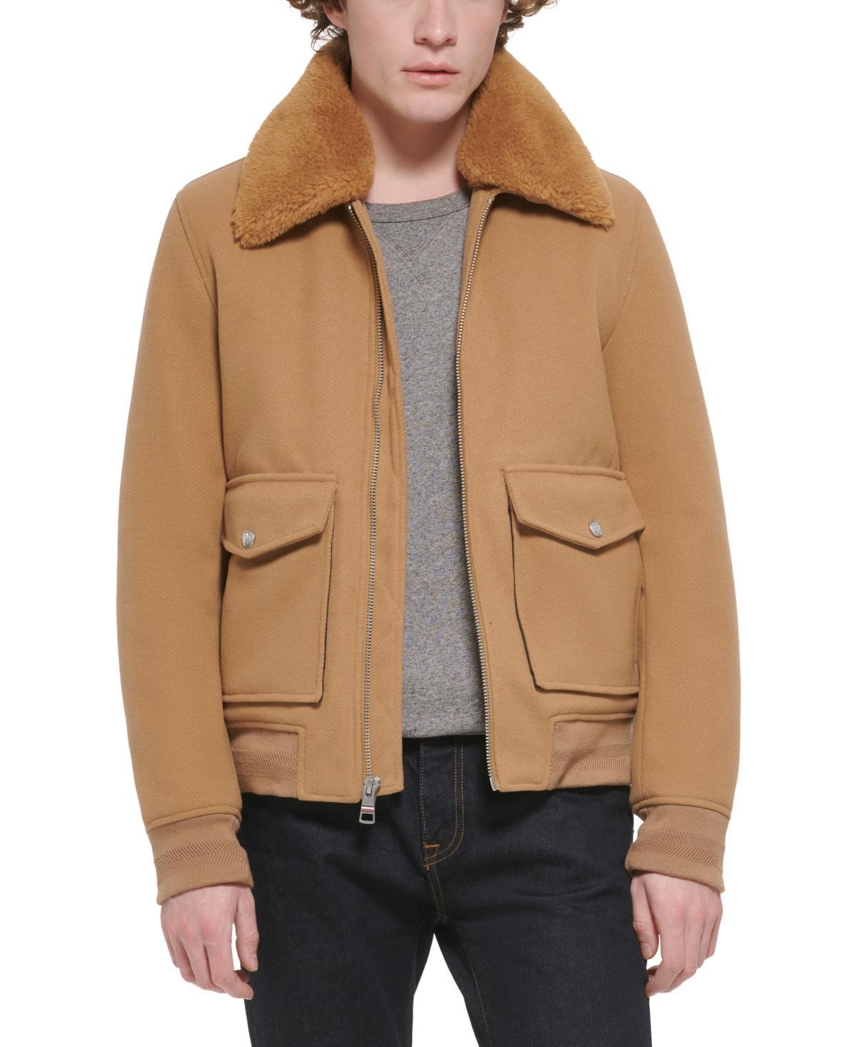 Tommy Hilfiger Mens Faux-Fur-Collar Bomber Jacket Product Image