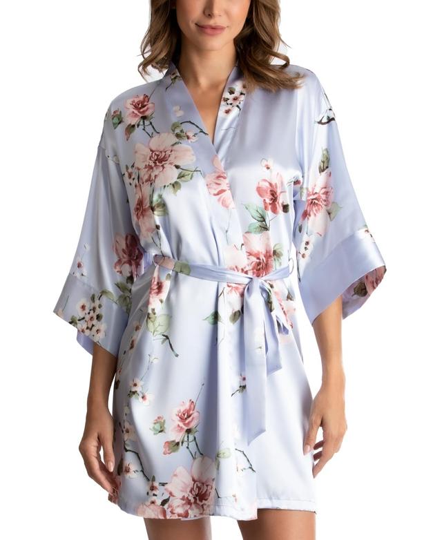 Linea Donatella Women's Bridal Floral Charm Robe, Blue, S-M Product Image