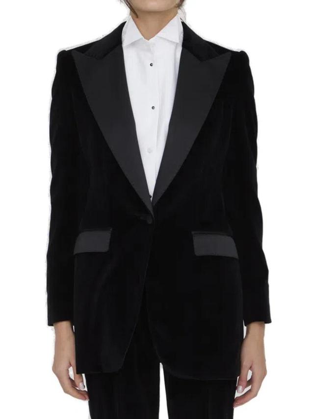 Single-breasted Velvet Turlington Tuxedo Jacket In Nero Product Image