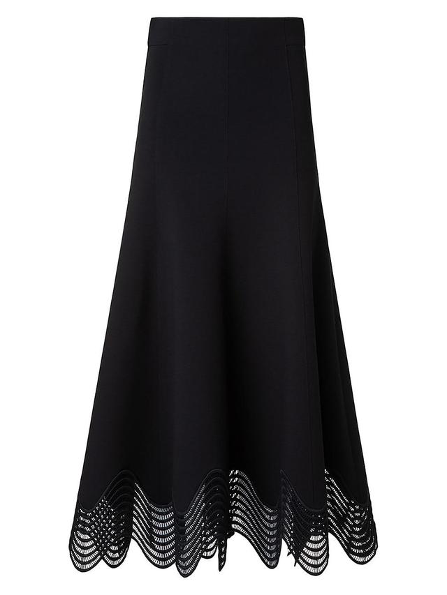 Womens Scalloped Jersey A-Line Midi-Skirt Product Image