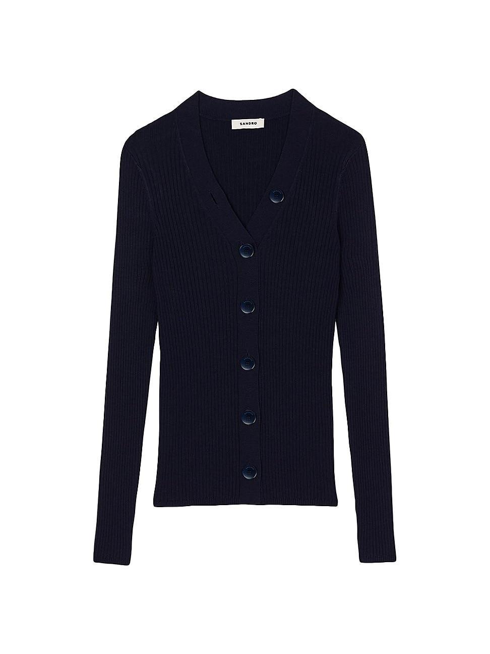 Womens Rib Knit Cardigan Product Image