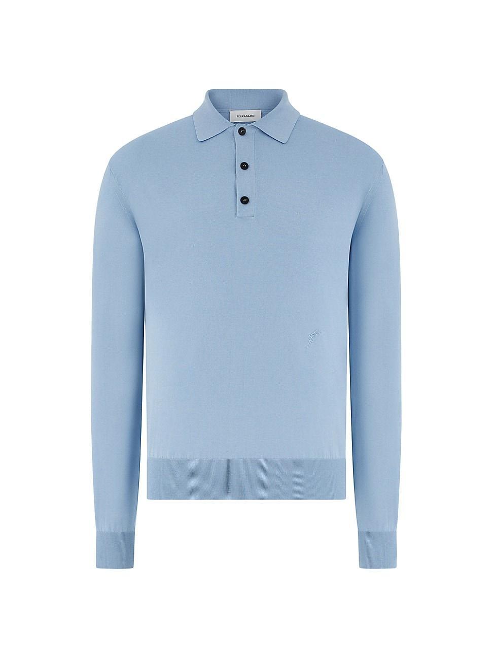 Mens Silk & Cotton-Blend Long-Sleeve Polo Shirt Product Image