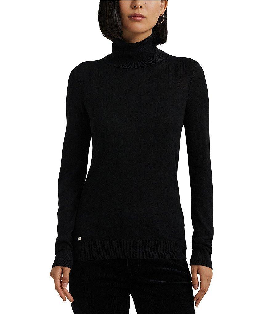 Lauren Ralph Lauren Silk Blend Slim Fit Turtleneck Long Sleeve Sweater Product Image