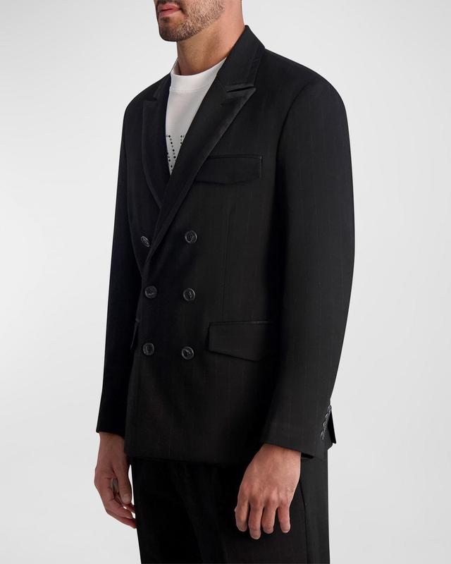 Mens Double-Breasted Pinstripe Blazer Product Image