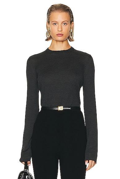 Saint Laurent Crewneck Sweater in Anthracite Chine - Grey. Size XS (also in L, M, S, XL). Product Image