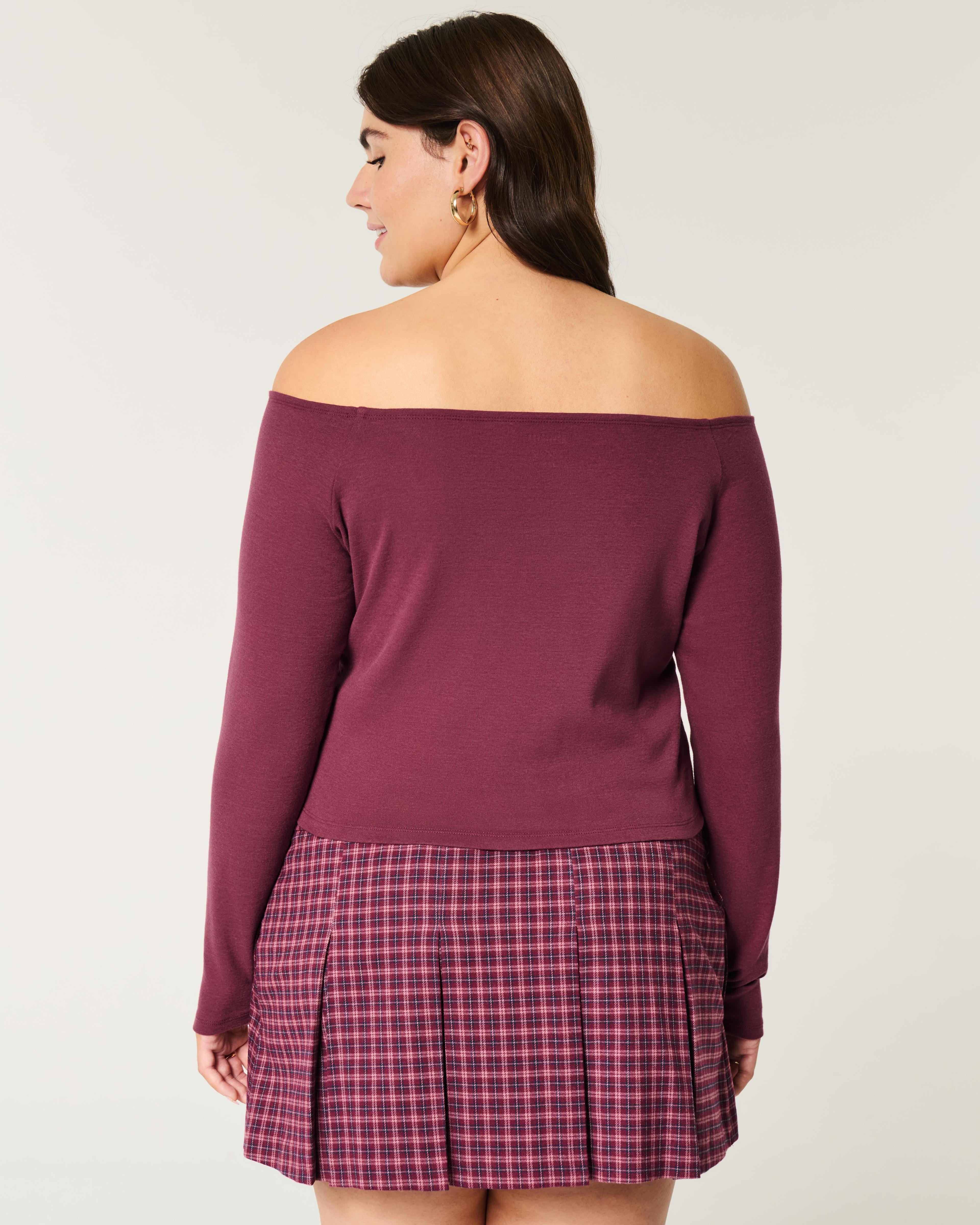 Long-Sleeve Off-the-Shoulder Top Product Image