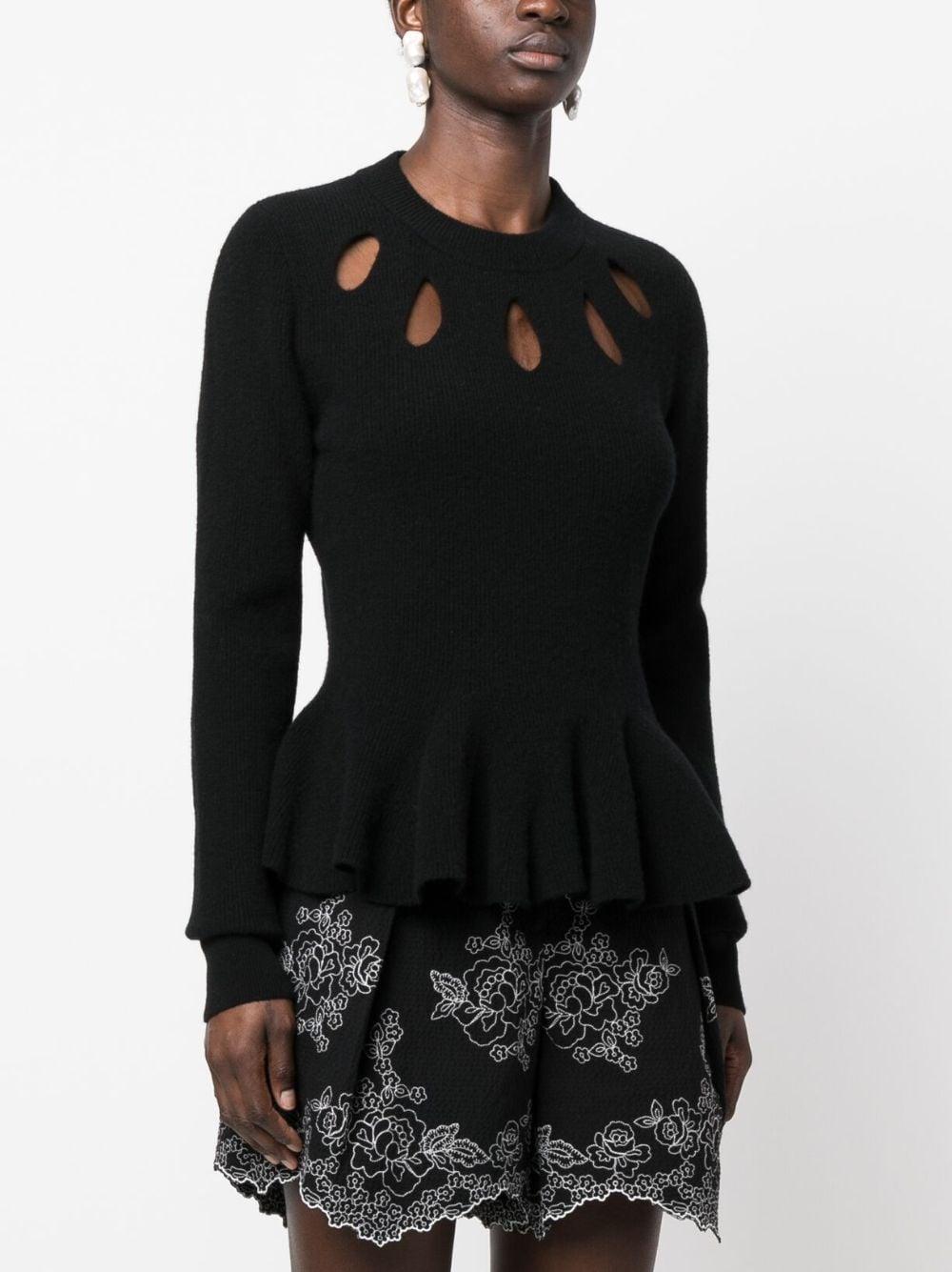 Cut-out-detailing Wool Jumper In Schwarz Product Image