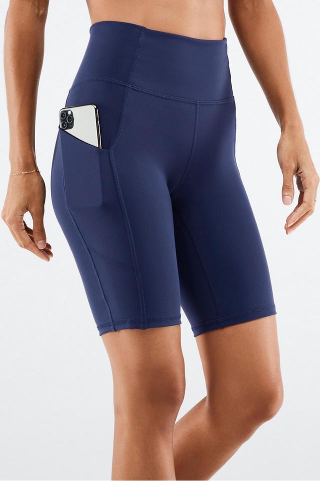 Fabletics Oasis High-Waisted Pocket Short 9 Womens blue Size XXS Product Image