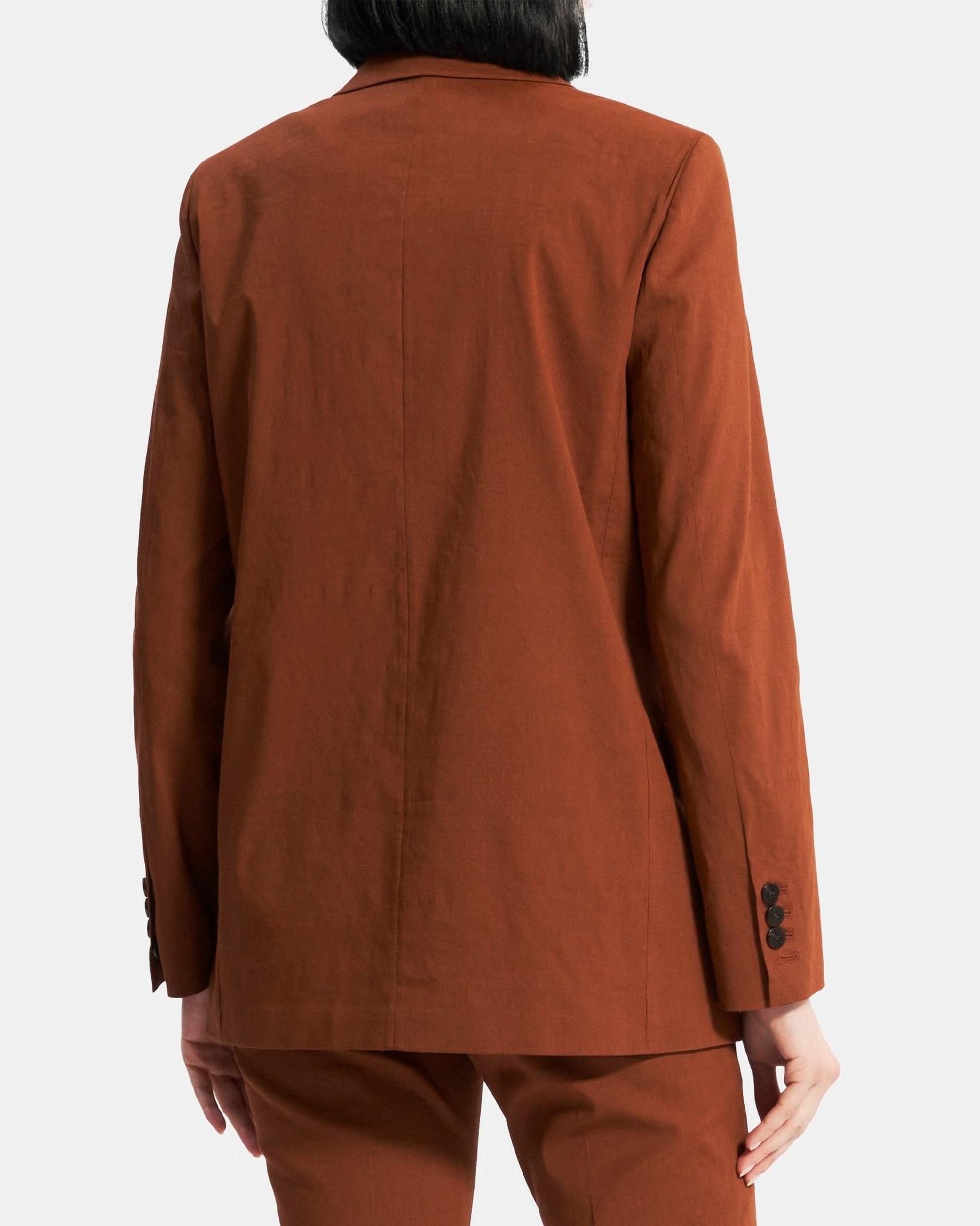 Oversized Straight Blazer in Stretch Linen Product Image