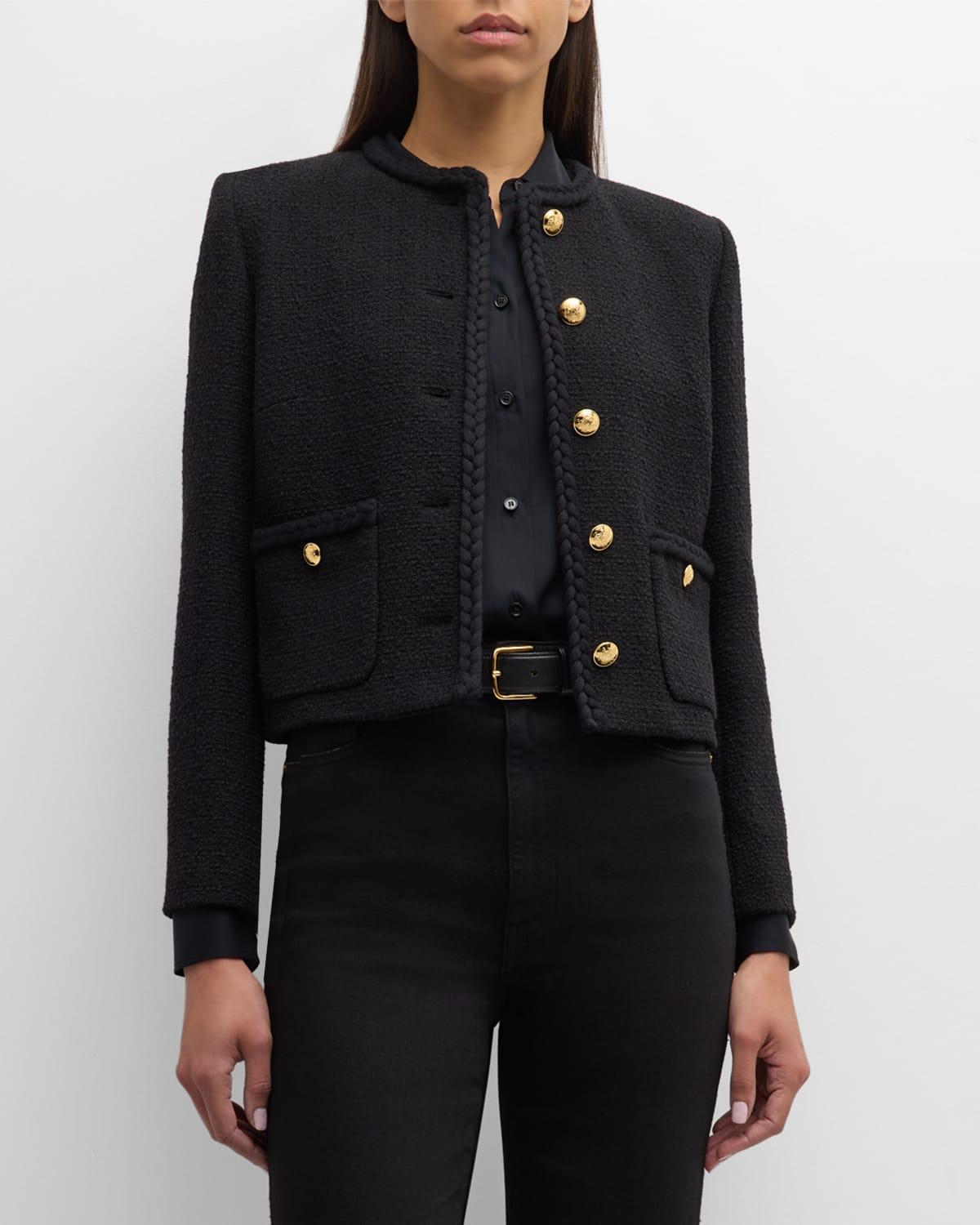 Womens Iman Braided-Trim Crop Jacket product image