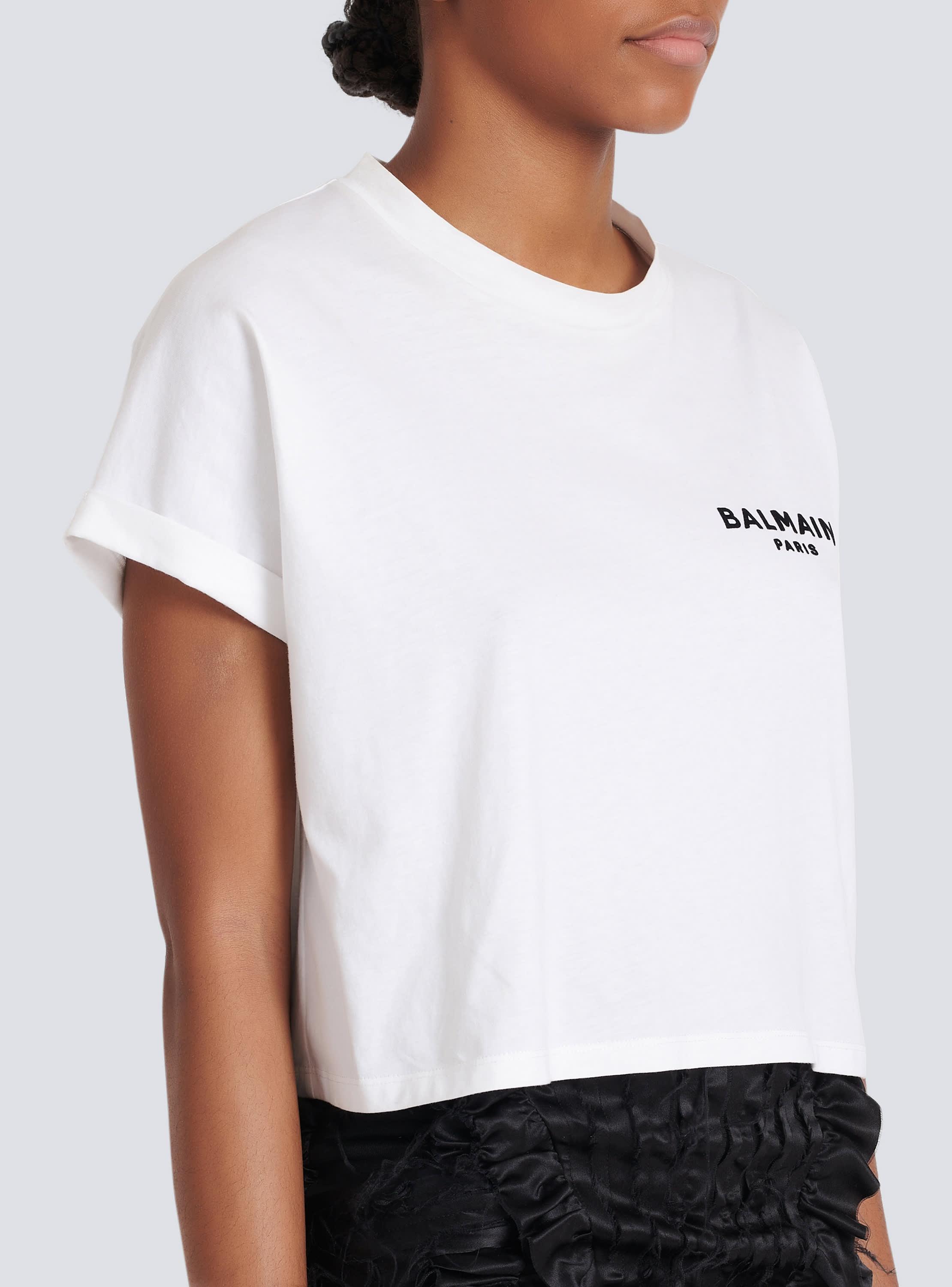 Flocked Balmain Paris cropped T-Shirt Product Image