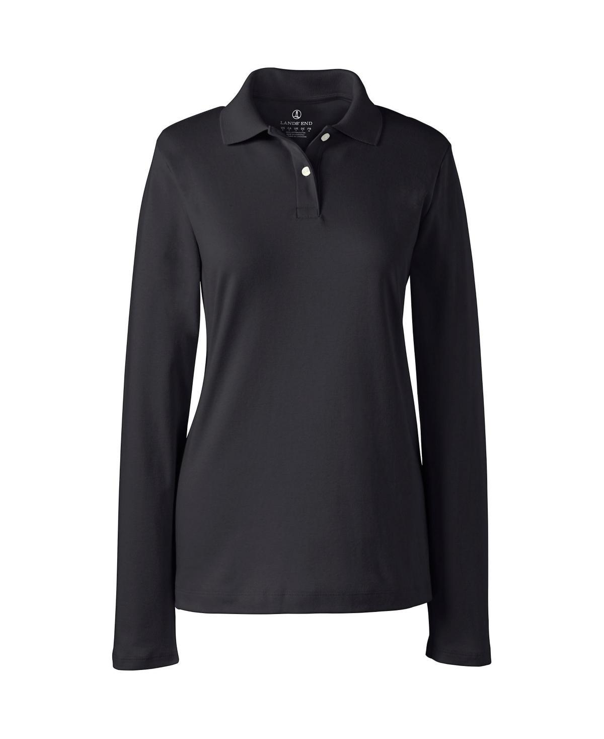 Womens Lands End School Uniform Long Sleeve Interlock Polo Shirt Product Image