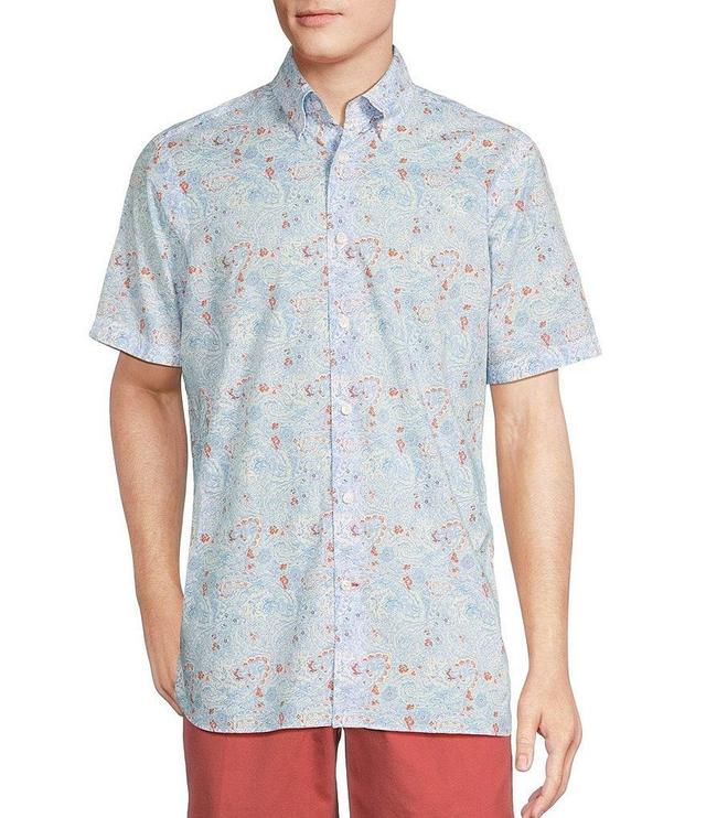 Cremieux Blue Label Paisley Slub Poplin Print Short Sleeve Woven Shirt Product Image