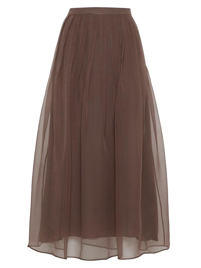 Womens Crispy Silk Pleated Midi Skirt Product Image