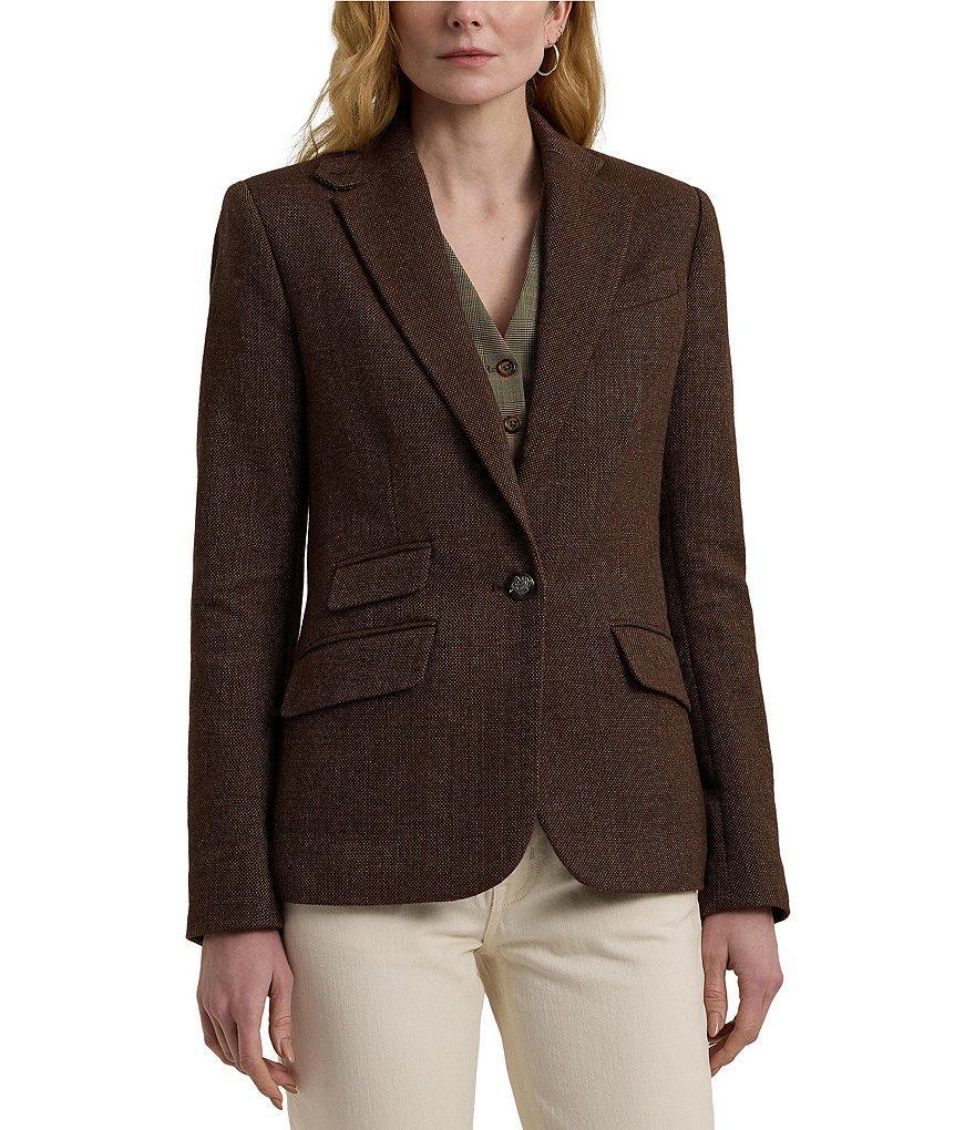 Lauren Ralph Lauren Alarice Cotton-Blend Single-Button Oxford Blazer Product Image