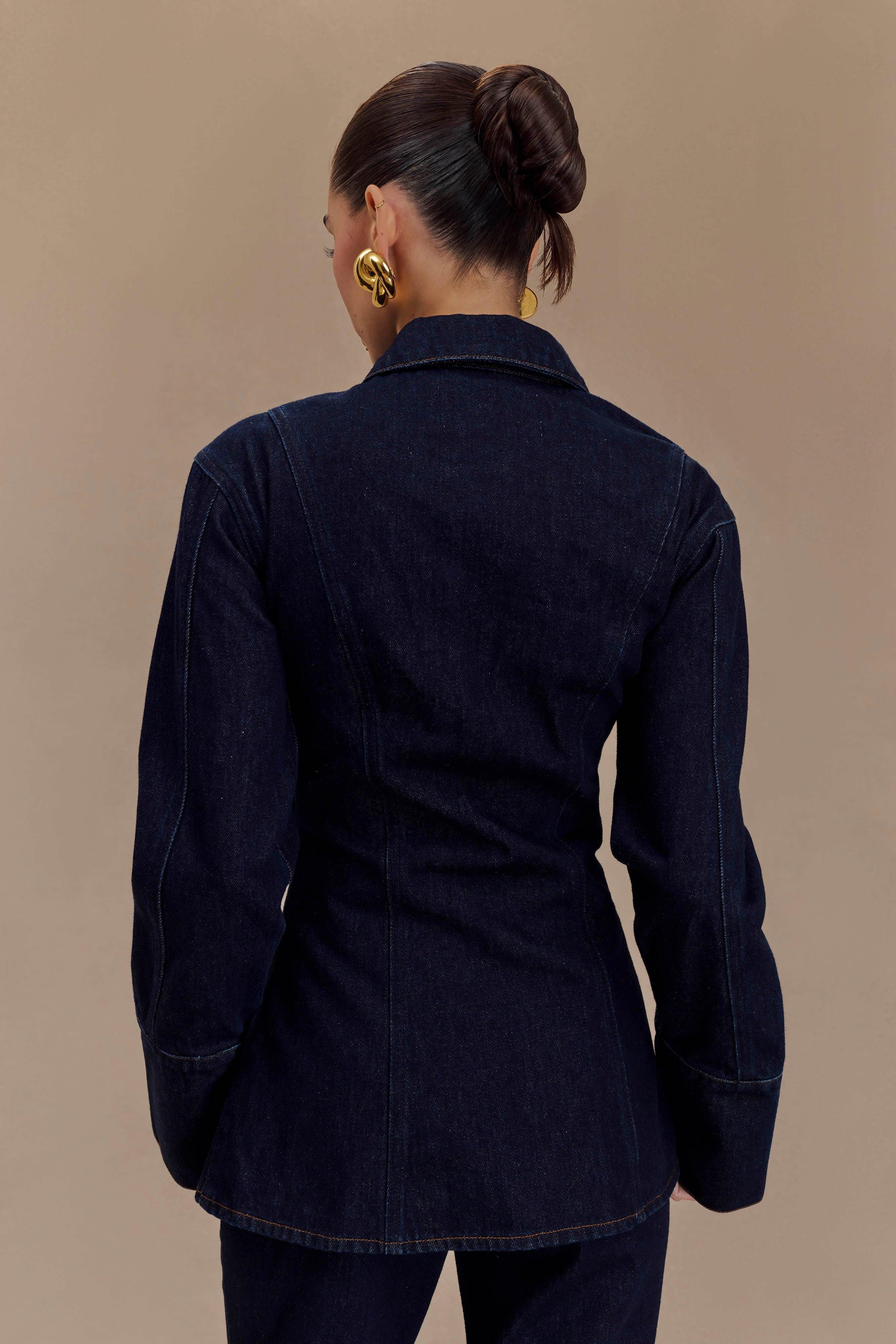 Jericho Asymmetrical Denim Shirt - Indigo Blue Product Image