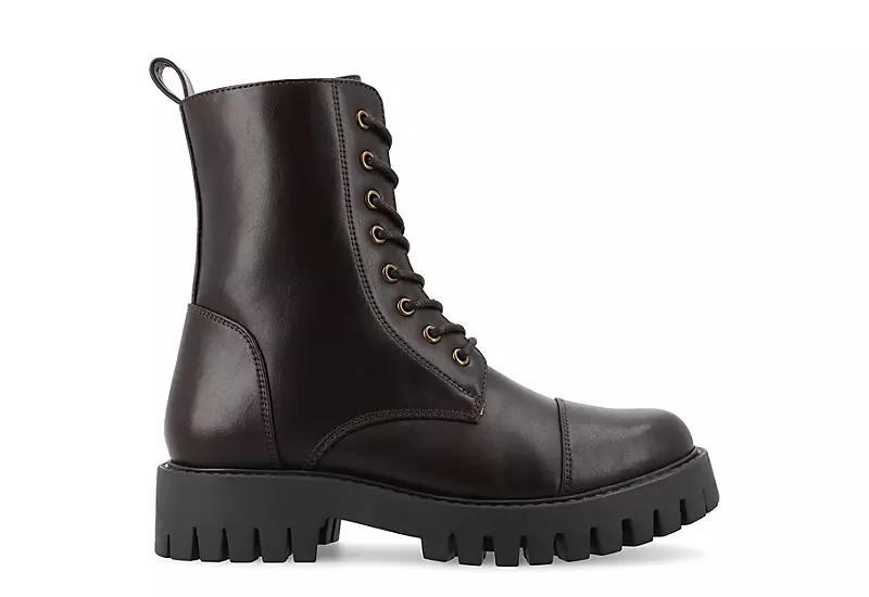 Journee Collection Womens Aaley Medium and Wide Width Lug Combat Bootie - Patent Product Image