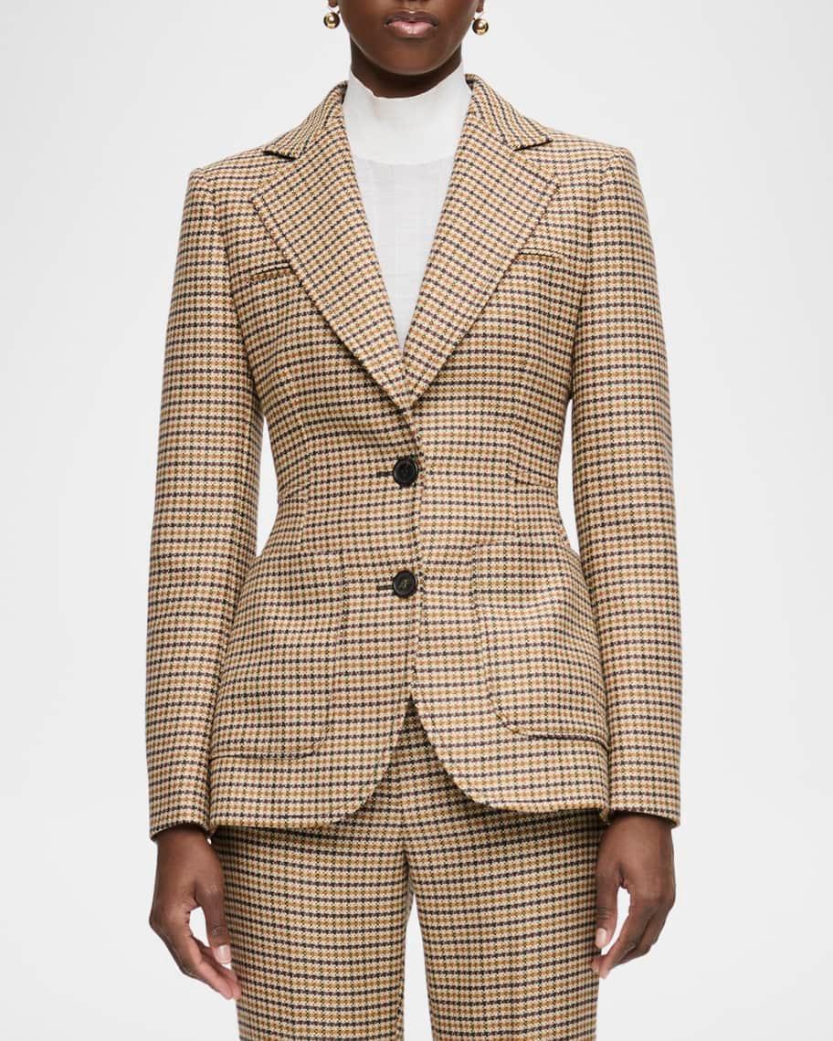 Marlene Tailored Plaid Virgin Wool Jacket Product Image