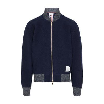 Striped Bomber In Wool In Navy Product Image