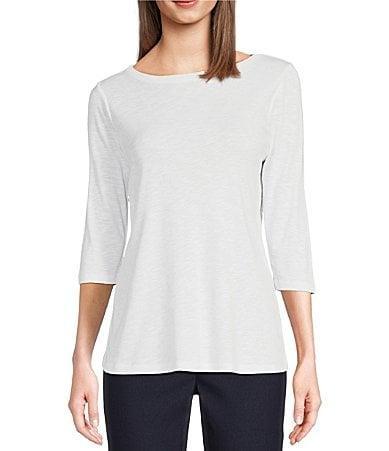 NIC  ZOE NZT Knit Jersey Boat Neck 34 Sleeve Tee Shirt Product Image