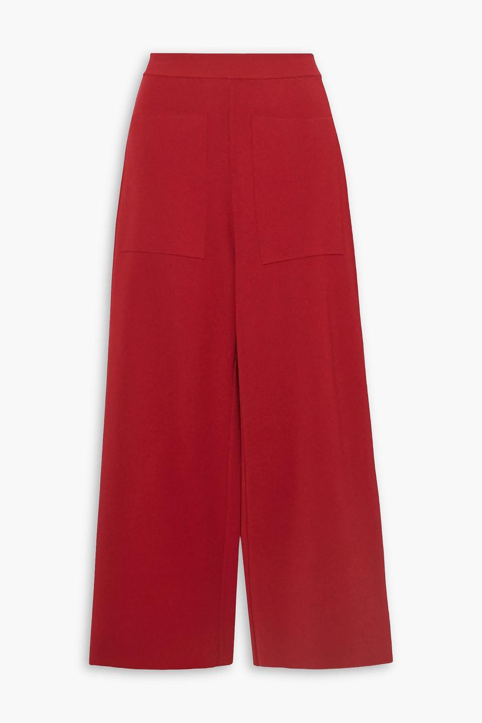 Cropped Stretch-knit Wide-leg Pants In Brick Product Image