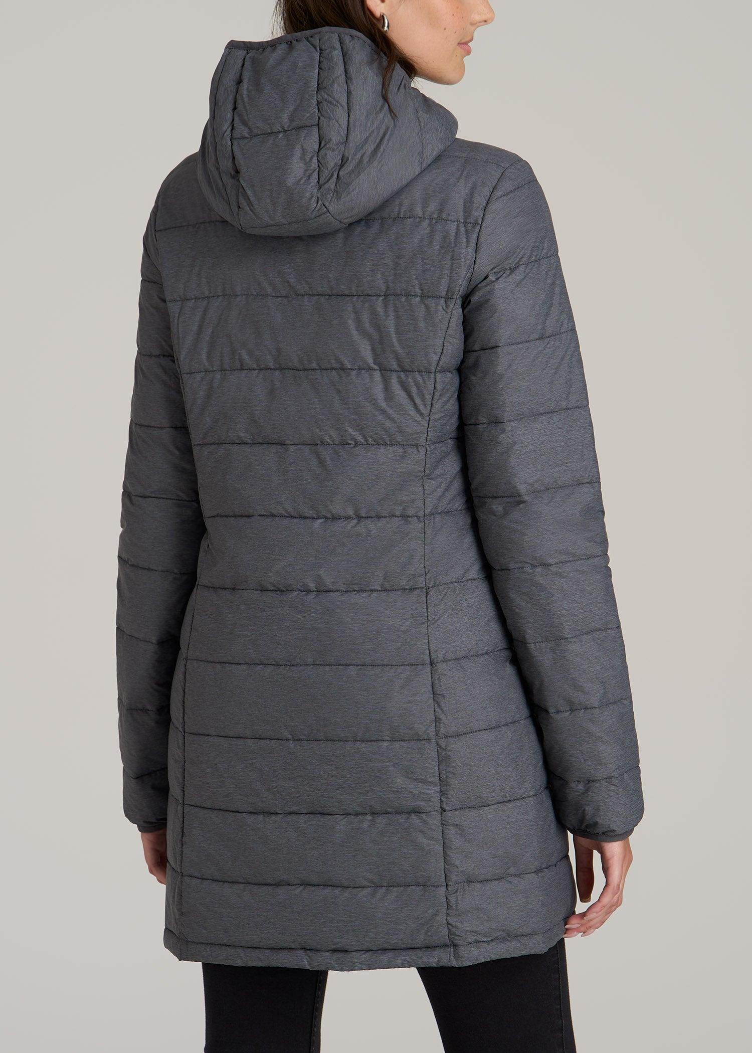 Packable Puffer Jacket for Tall Women in Charcoal Space Dye Female Product Image