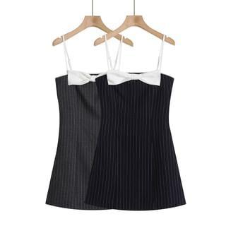 Spaghetti Strap Striped Bow Mini A-Line Dress product image