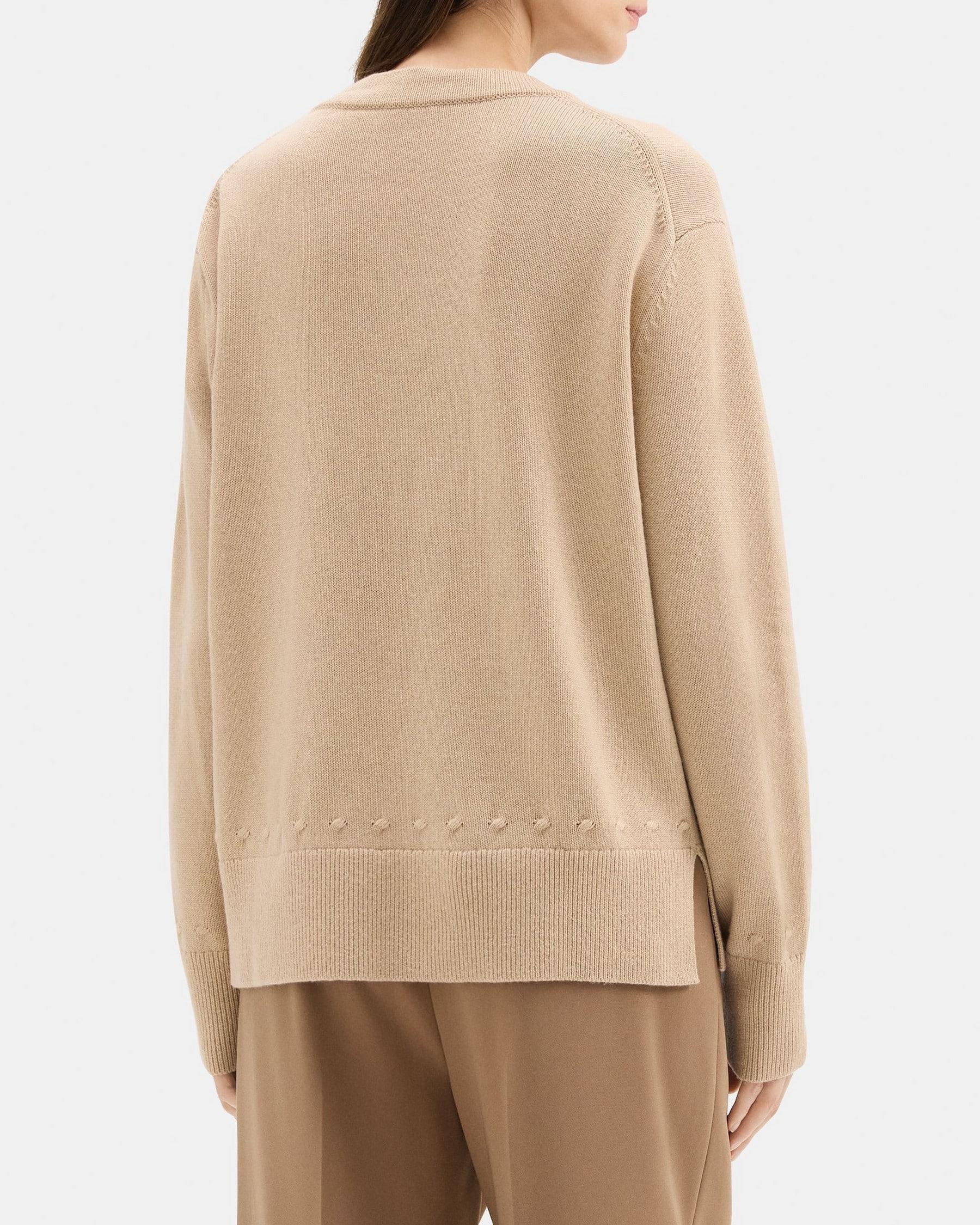 Cable Knit V-Neck Sweater in Wool-Cashmere Blend Product Image