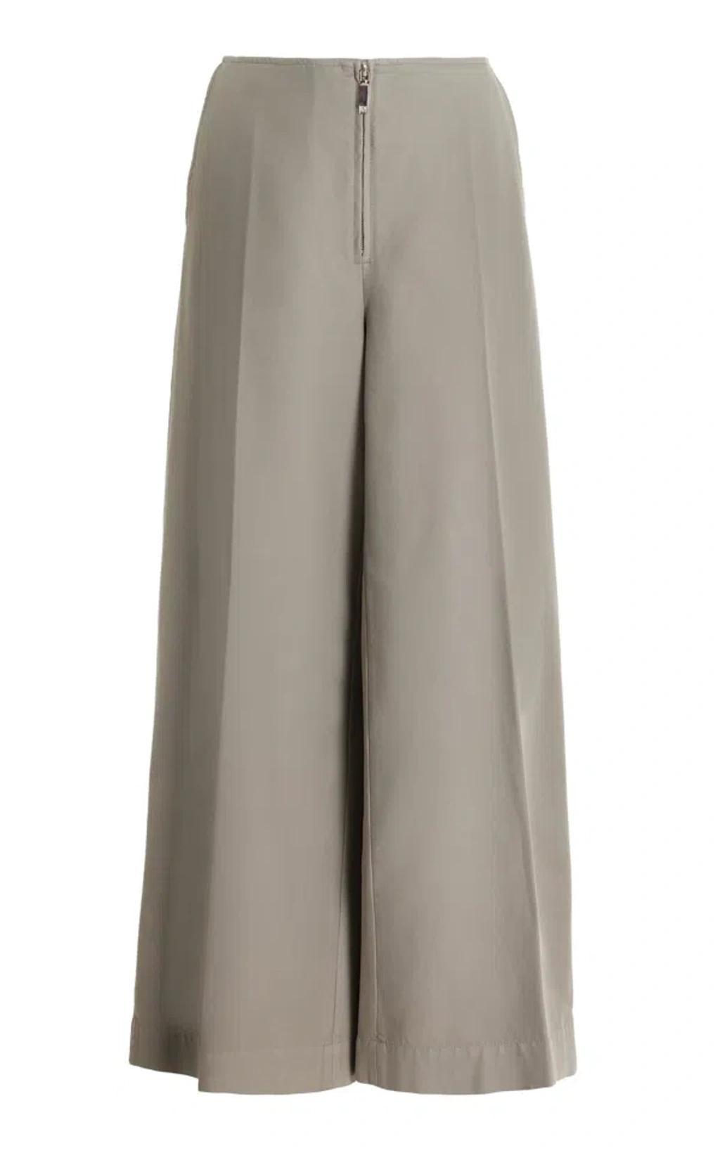 Zip-front Wide Trousers In Grey product image