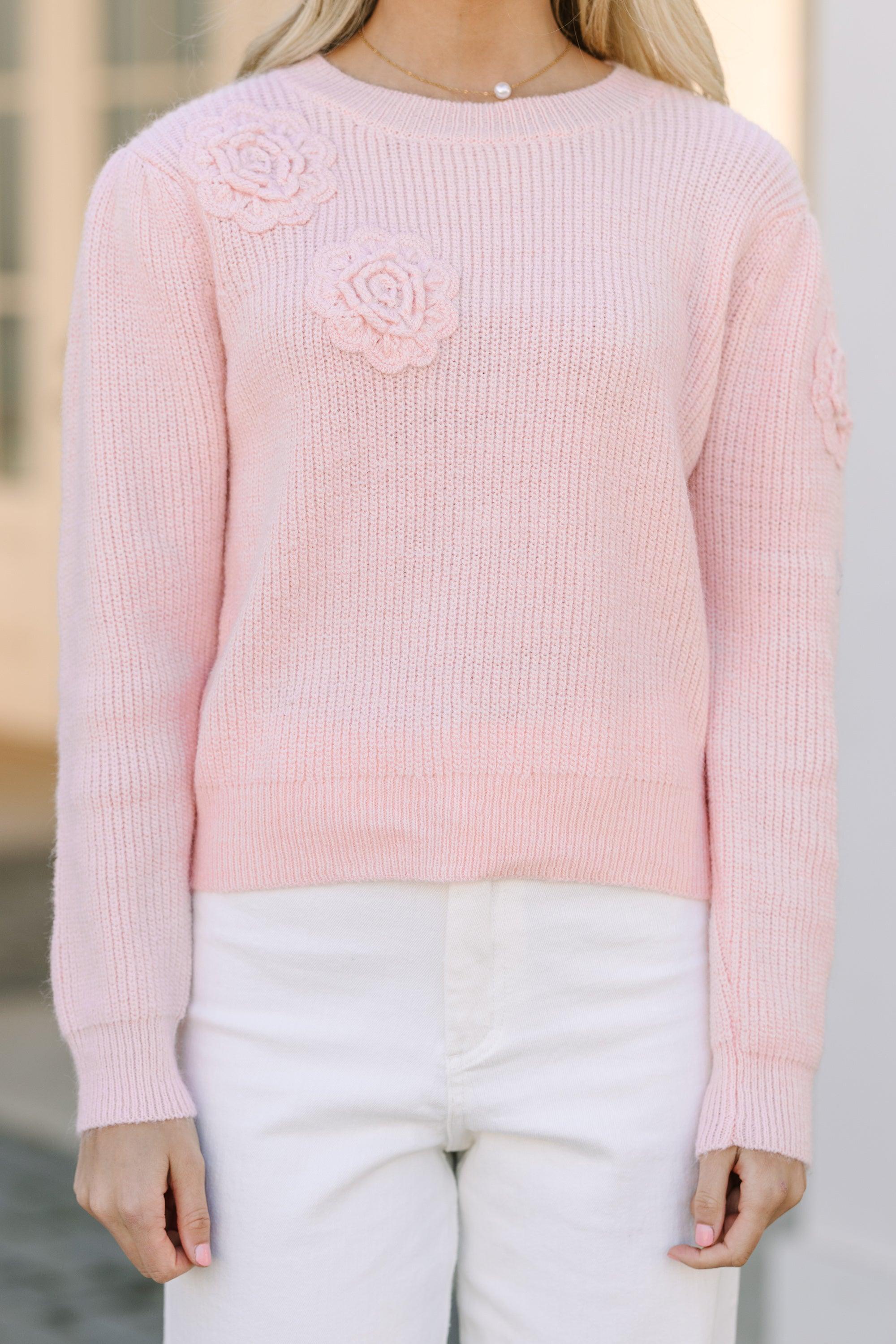 Happy Travels Pink Rose Embellished Sweater Female Product Image