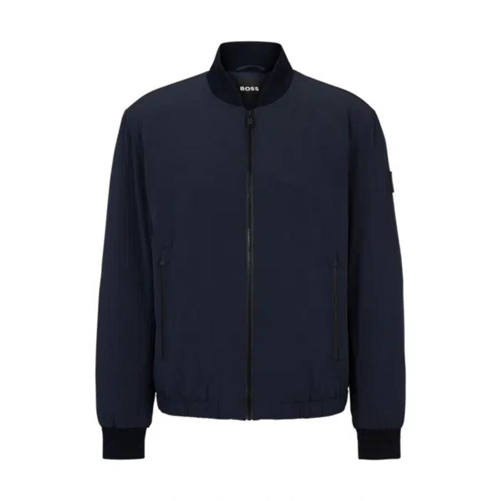 HUGO BOSS Regular-fit Jacket In Bi-stretch Fabric In Dark Blue Product Image