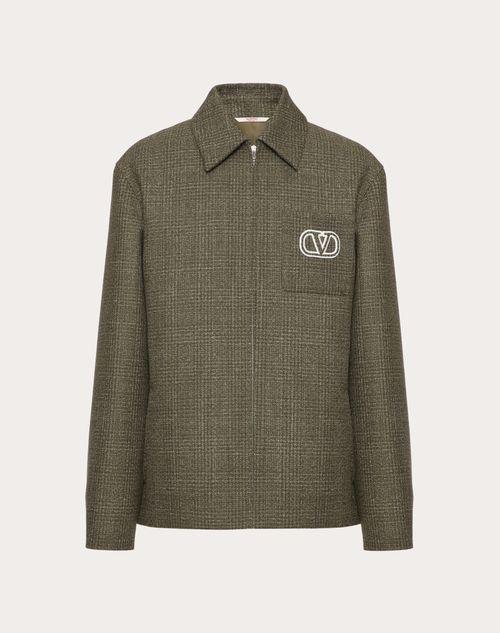 WOOL AND COTTON JACKET WITH VLOGO SIGNATURE PATCH Product Image