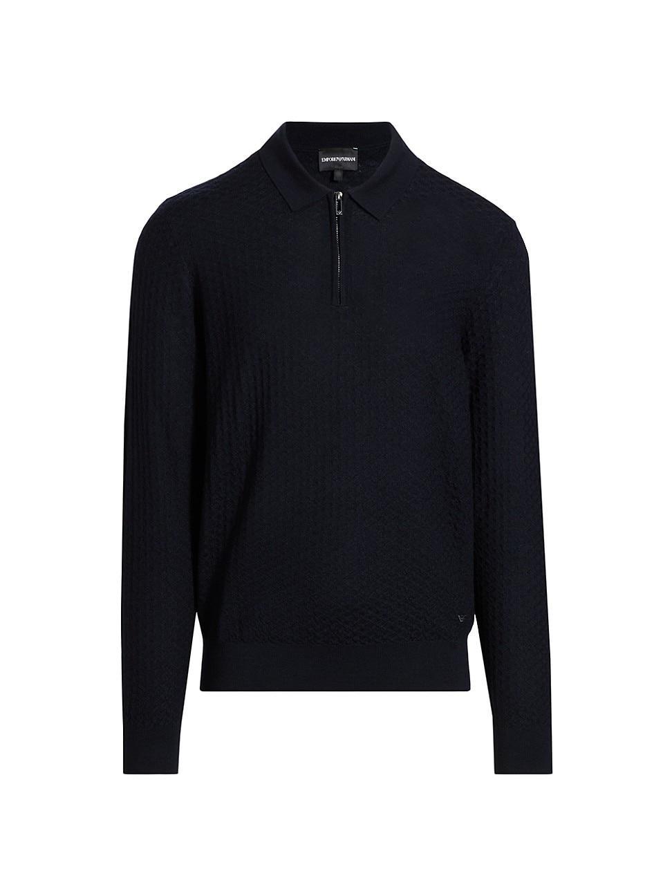 Mens Virgin Wool Long-Sleeve Polo Shirt Product Image