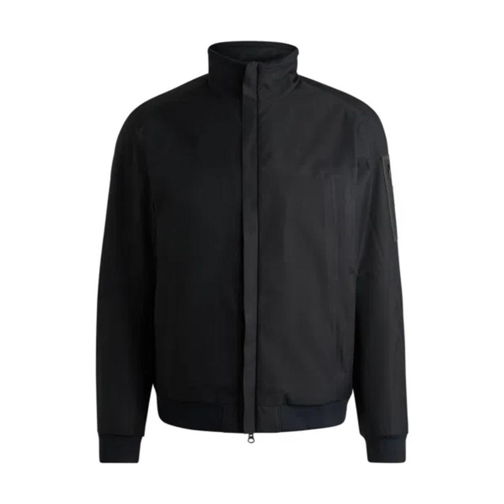 HUGO BOSS Water-repellent Padded Bomber Jacket With Logo-print Underplacket In Black Product Image