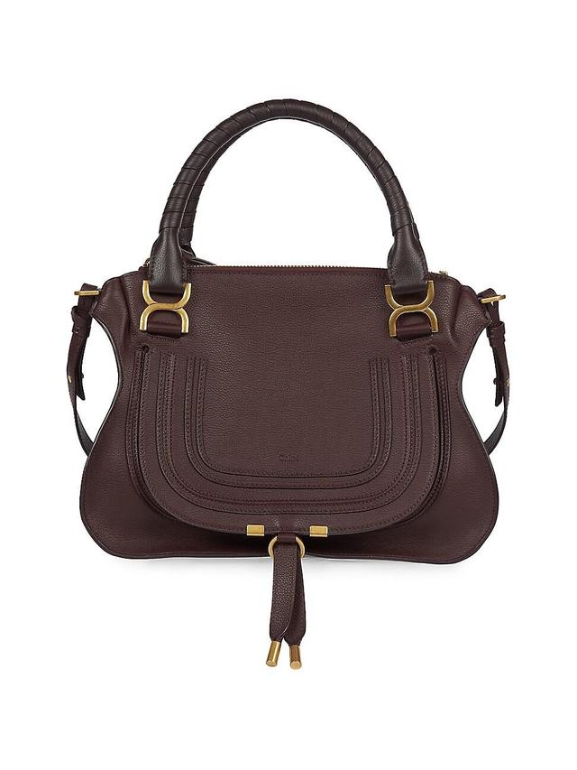 Marcie Medium Double Carry Satchel Bag in Grained Leather Product Image