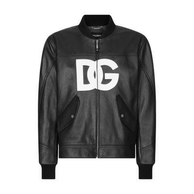 Leather Jacket With Dg Logo Print In Black Product Image