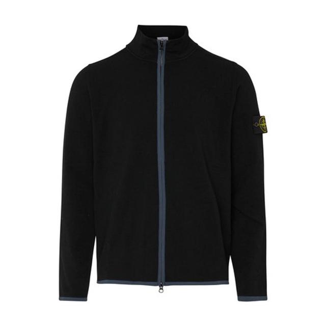 STONE ISLAND Zip-up Jacket With Logo Patch In Black Product Image