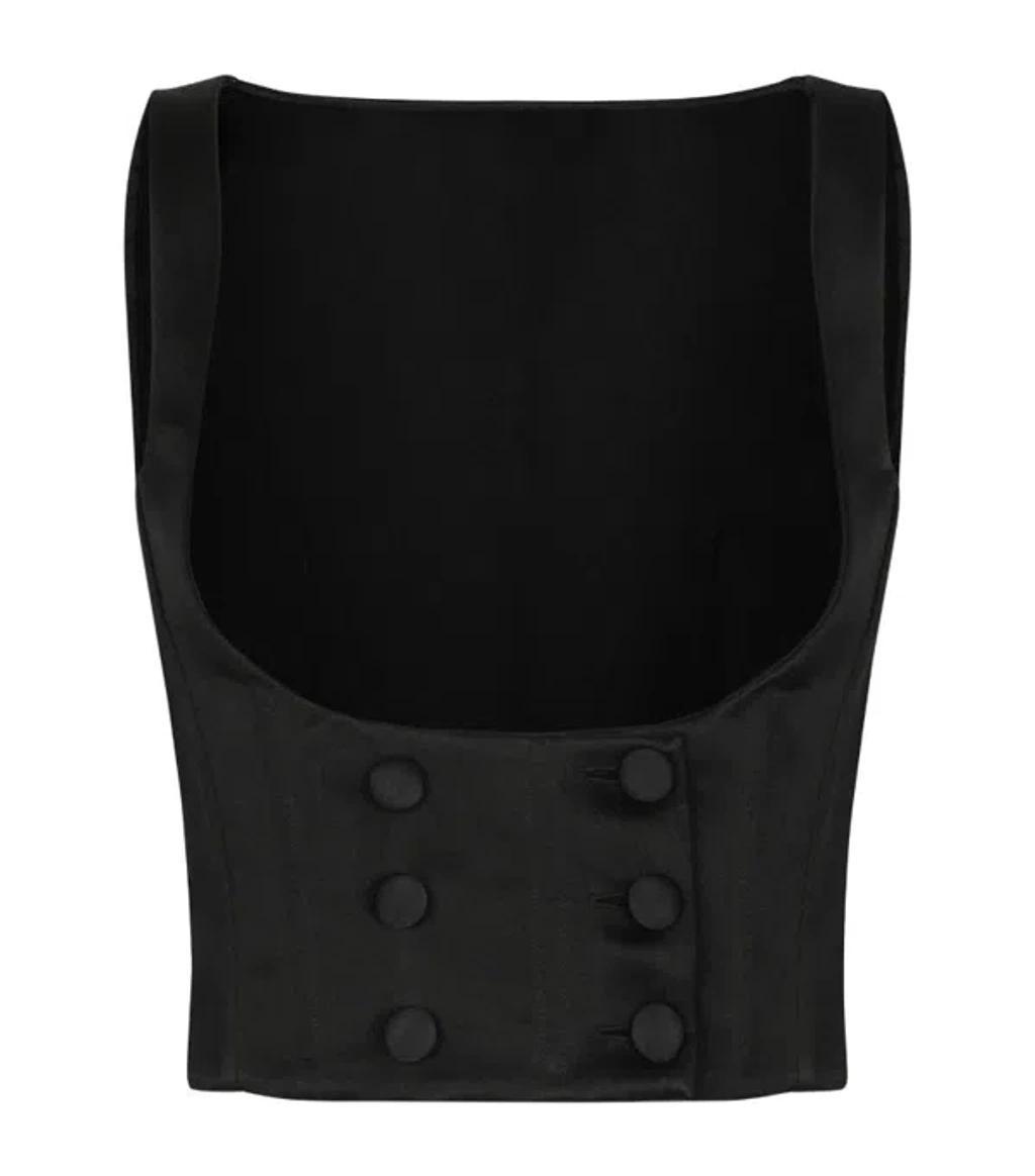 DOLCE & GABBANA Silk-blend Waistcoat In Black product image